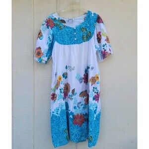 Vintage 80s Styled by Saybury floral house dress mumu wmns sz XL tropical beachy